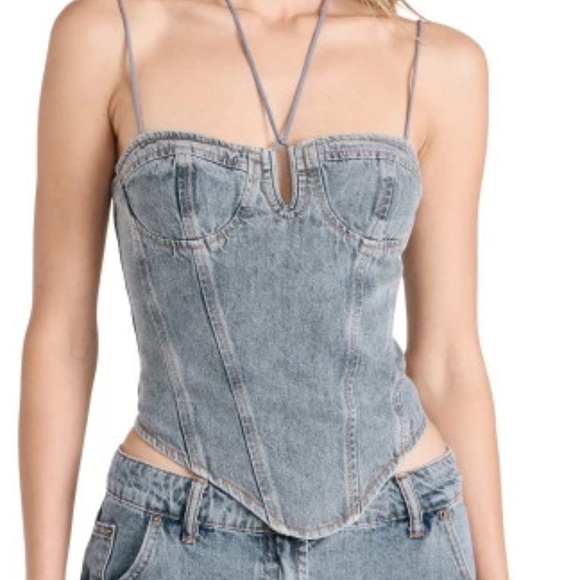 LIONESS Denim Del Gato Corset Top Size Medium | New With Tags - Picture 8 of 8